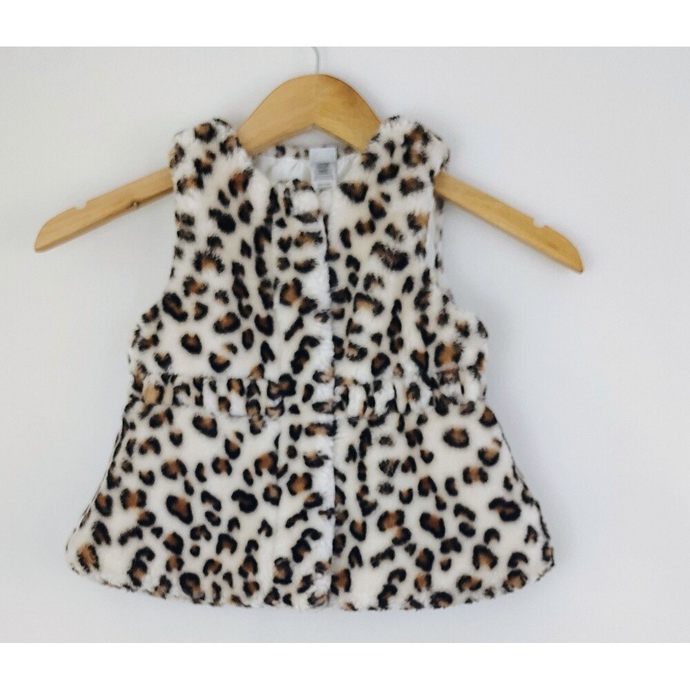 LITTLE ME Little Girls Soft Fluffy Faux Fur Leopard Print Vest Size 2T